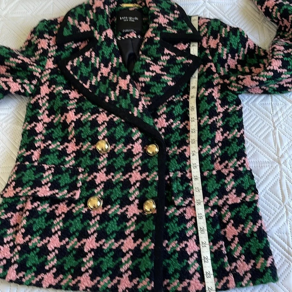 KATE SPADE NEW YORK Double-Breasted Houndstooth Wool Blend Peacoat Size XS - Picture 7 of 12